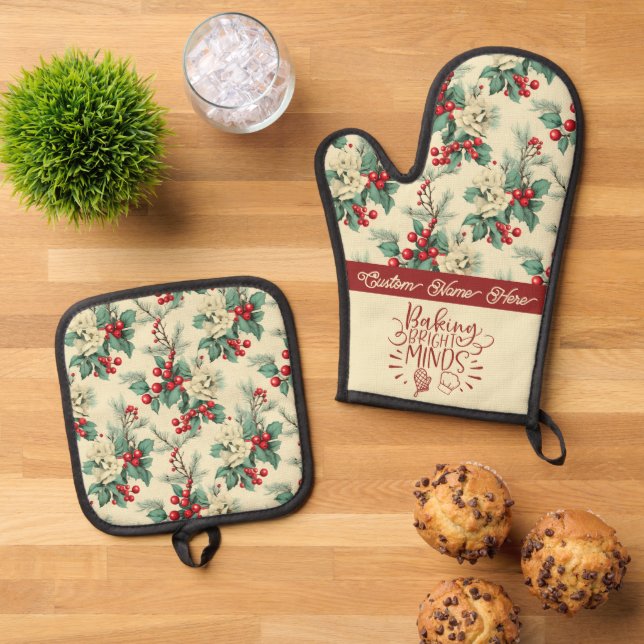 Custom Christmas Teacher Geschenk Ofenhandschuh & Topflappen-Set (Oben Unten)
