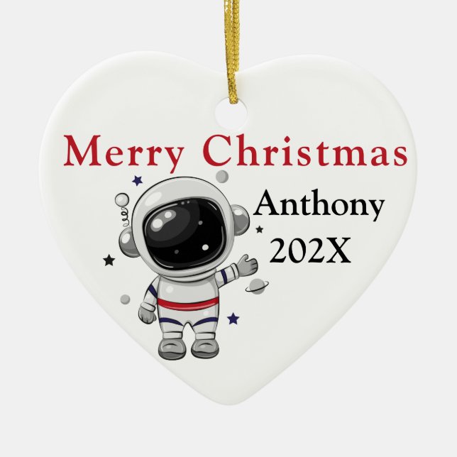 Custom Christmas Tree Astronaut Keramik Ornament (Vorne)