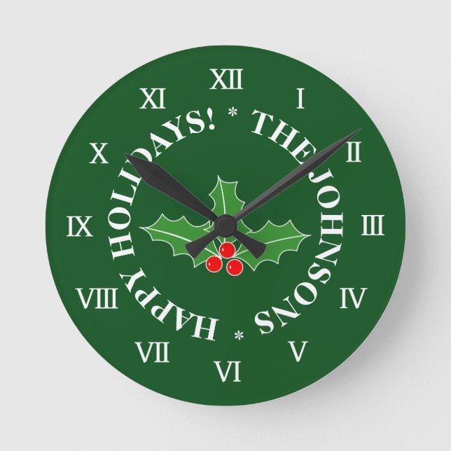 Custom Christmas wall clock for the Holidays Runde Wanduhr (Vorderseite)