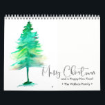 Custom Christmas Watercolor Pine Persönliche Fotos Kalender<br><div class="desc">In diesem Design werden Aquarellkiefer und ein schöner Schrifttyp verwendet. Personalisieren Sie mit Ihrem Familiennamen und passen Sie jeden Monat Ihre Fotos Ihrer Wahl an. Finden Sie die anderen Teile dieser Sammlung,  um das Paket zu vervollständigen.</div>