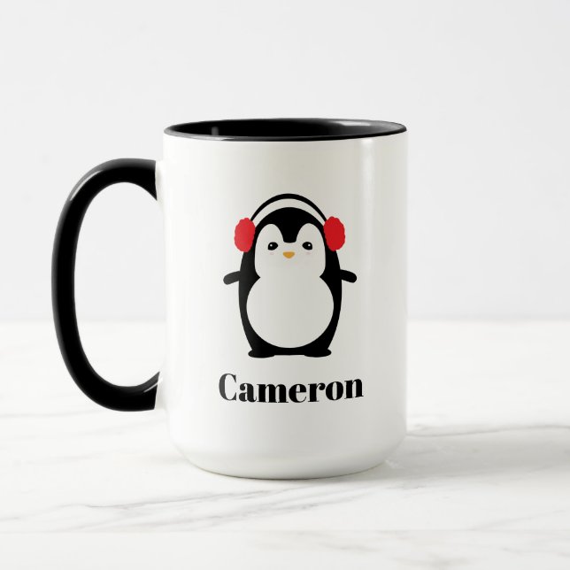 Custom Christmas Winter Niedlich Pinguin Tasse (Links)