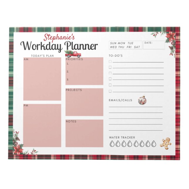 Custom Christmas Workday Planer Notizblock (Vorderseite)