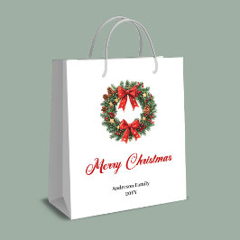 Custom Christmas wreath bag with elegant design  Mittlere Geschenktüte