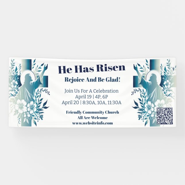 Custom Church Cross Christlich Jesus Ostero Banner (Horizontal)