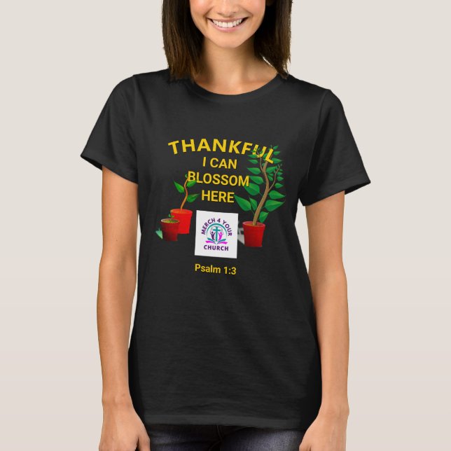 Custom Church Merchandise Blossom Pflanze LOGO T-Shirt (Vorderseite)