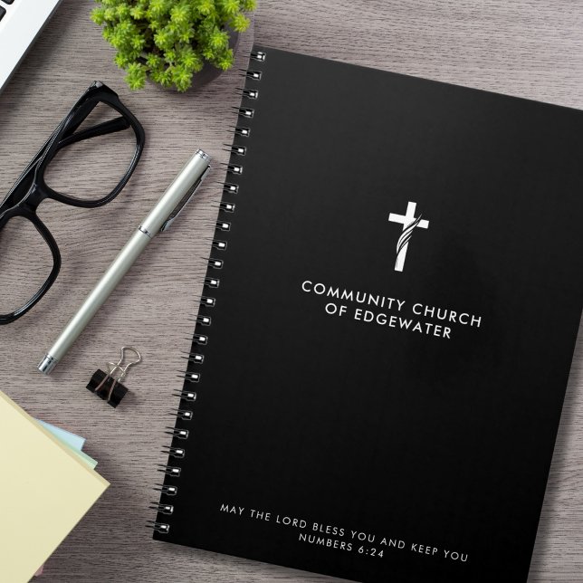 Custom Church Sermon Modern Cross Black Faith Notizblock (Von Creator hochgeladen)