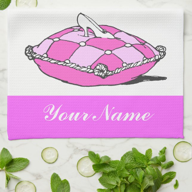 Custom Cinderella Glass Slipper Pink Handtuch (Gefaltet)