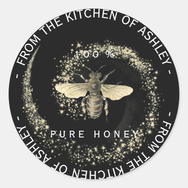 Custom Circle Homemade Honey Kitchen Spark Biene Runder Aufkleber (Vorderseite)