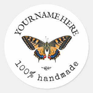 Custom Circle Text Butterfly Scrapbook Runder Aufkleber