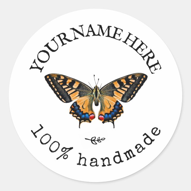 Custom Circle Text Butterfly Scrapbook Runder Aufkleber (Vorderseite)