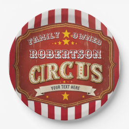 Custom Circus Strip - Vintager Familienname Pappteller