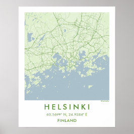 Custom City Map Helsinki Finland Wall Art Poster