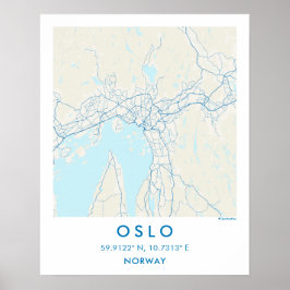 Custom City Map Oslo Norway Wall Art Poster