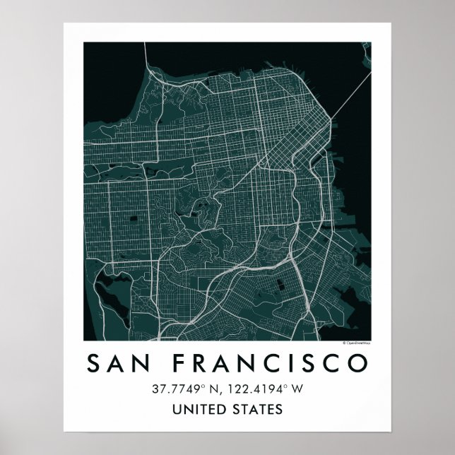 Custom City Map San Francisco Wall Art Poster (Vorne)