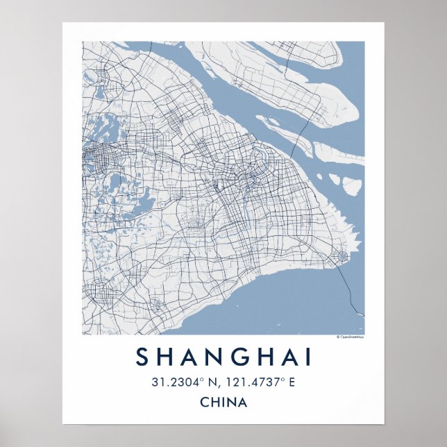 Custom City Map Shanghai China Wall Art Poster (Vorne)