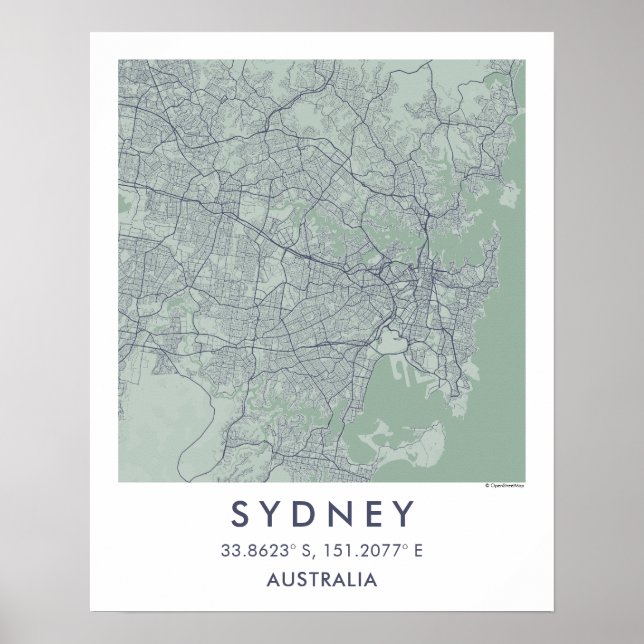 Custom City Map Sydney Australia Poster (Devant)