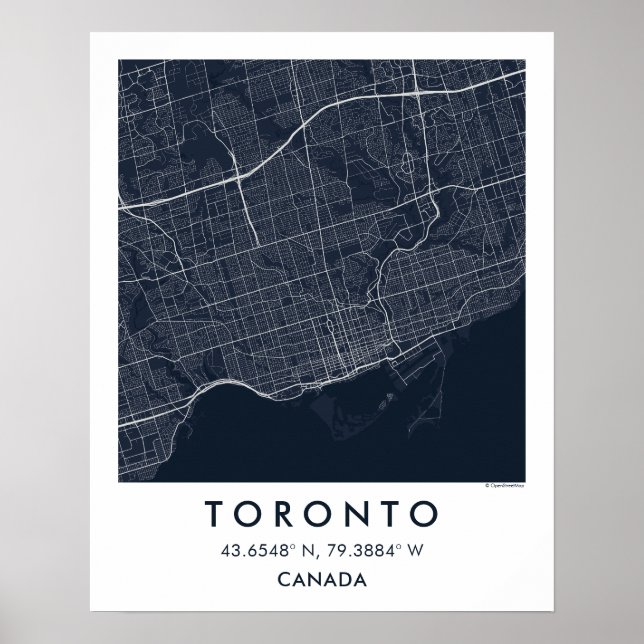 Custom City Map Toronto Canada Wall Art Poster (Vorne)