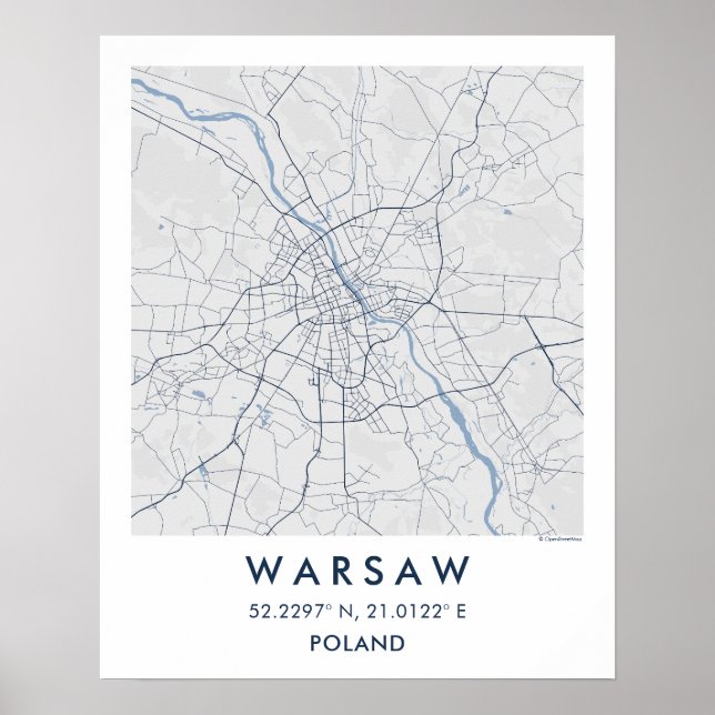 Custom City Map Warsaw Poland Wall Art Poster (Vorne)