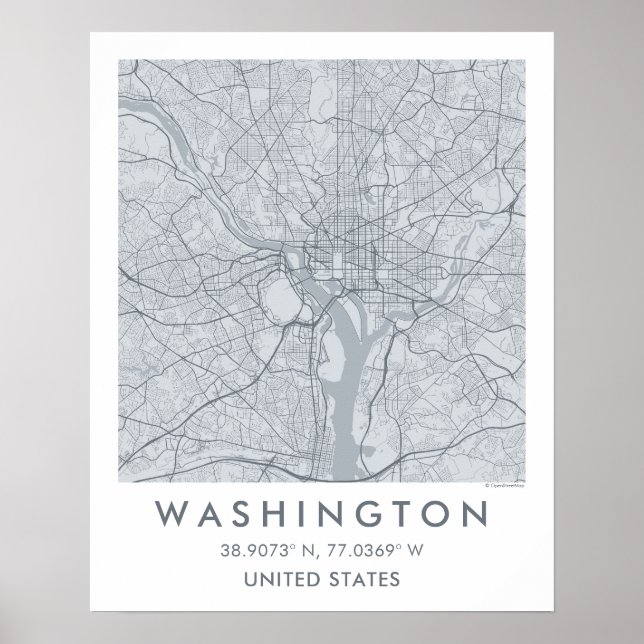 Custom City Map Washington DC Wall Art Poster (Vorne)