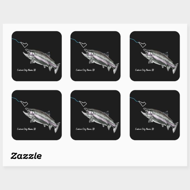 CUSTOM CITY NAME STEELHEAD HIER FISCHY FISHY STK I QUADRATISCHER AUFKLEBER (Blatt)