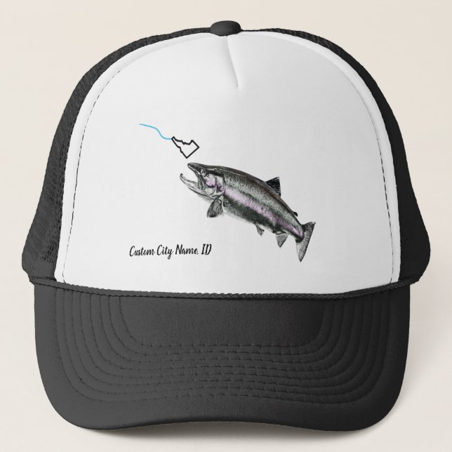 CUSTOM CITY NAME STEELHEAD HIER FISCHY FISHY STK I TRUCKERKAPPE (Vorderseite)