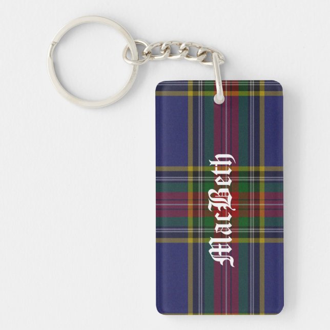 Custom Clan MacBeth Tartan Karierte Schlüsselkette Schlüsselanhänger (Vorderseite)