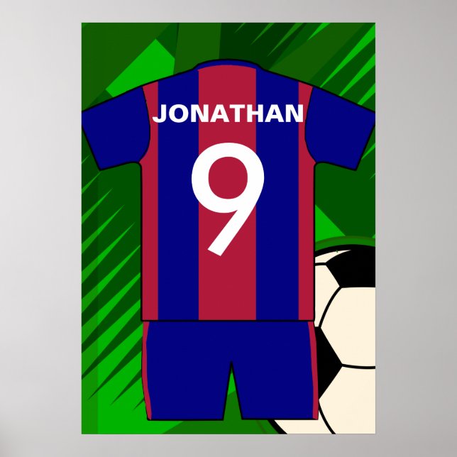 Custom Claret und Blue Football Soccer Jersey Poster (Vorne)