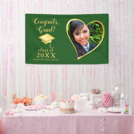 Custom Class 2025 Grad Foto Green Gold Abschluss Banner