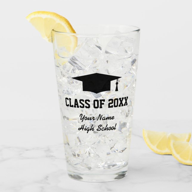 Custom class of 2023 graduation party drink glass glas (Vorderseite Ice)