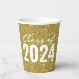Custom Class Year Gold Glitzer Pappbecher