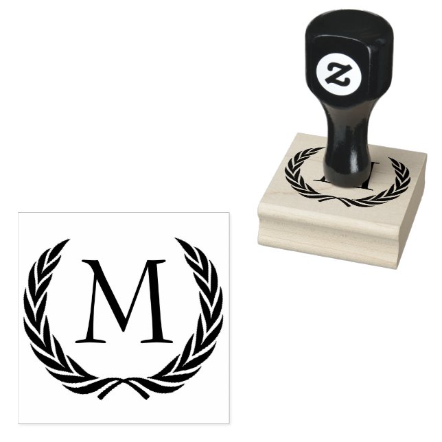 Custom Classic Black Laurel Wreath Blätter Motif Gummistempel (Stempel)