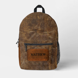 Custom Classic braunes Lederbild Rustikales Gesche Bedruckter Rucksack