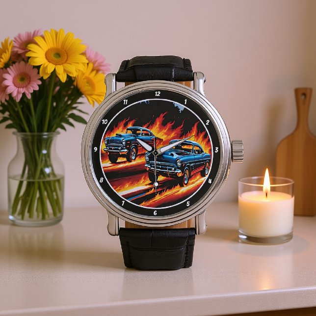 Custom Classic Car Flames Armbanduhr (Von Creator hochgeladen)