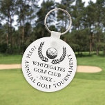 Custom Classic Golf Club Turnier Schlüsselanhänger<br><div class="desc">Diese Schlüsselanhänger sind ideal für alle Golfturniere mit klassischem Kranz- und Golfballdesign. Personalisieren Sie Ihre Veranstaltung mit dem Namen des Golfturniers,  dem Clubnamen und dem Jahr. Entwickelt von Thisisnotme©</div>