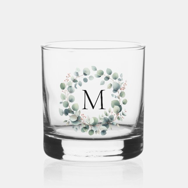 Custom Classic Green Eucalyptus Foliage Wreath Whiskyglas (Vorderseite)