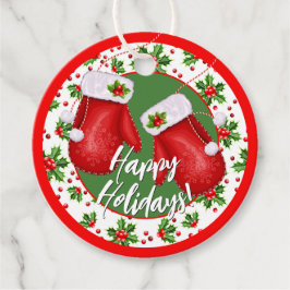 Custom Classic Holiday Green Holly Red Berries Geschenkanhänger