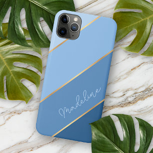 Custom Classic Light Medium Dark Blue Art Streifen Case-Mate iPhone Hülle