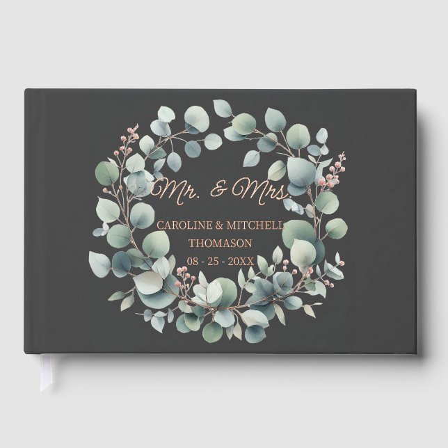 Custom Classy Calligraphy Couple Names Rose Gold Gästebuch (Vorderseite)