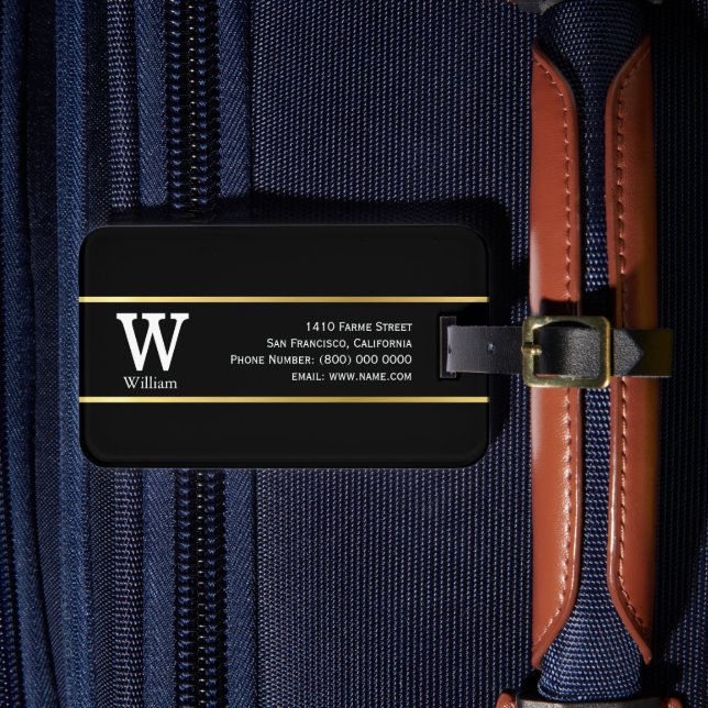 Custom Classy Travel Black Gepäckanhänger (Vorderseite Insitu 4)
