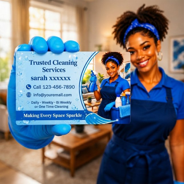 Custom Cleaning Professional Design Portrait  Visitenkarte (Von Creator hochgeladen)