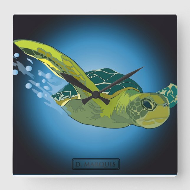 CUSTOM CLOCK- MEERKALTE QUADRATISCHE WANDUHR (Vorderseite)
