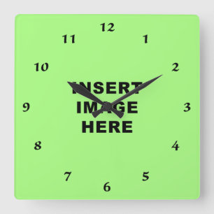 Custom Clock Template Black Calligraphy Numbers Quadratische Wanduhr