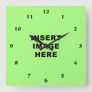 Custom Clock Template Black Calligraphy Numbers Quadratische Wanduhr