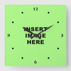 Custom Clock Template Black Calligraphy Numbers Quadratische Wanduhr