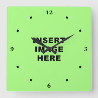 Custom Clock Template Black Calligraphy Numbers Quadratische Wanduhr