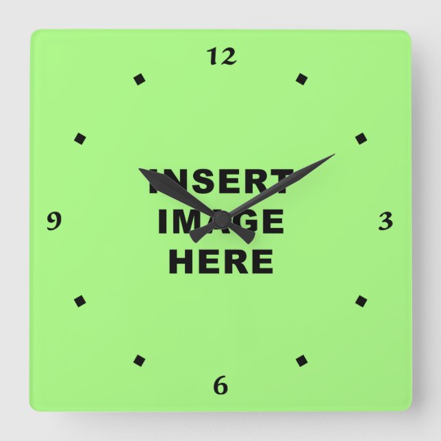 Custom Clock Template Black Calligraphy Numbers Quadratische Wanduhr (Vorderseite)