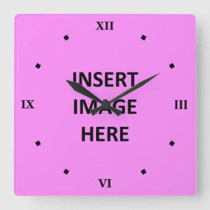 Custom Clock Template Black Roman Numerals Quadratische Wanduhr