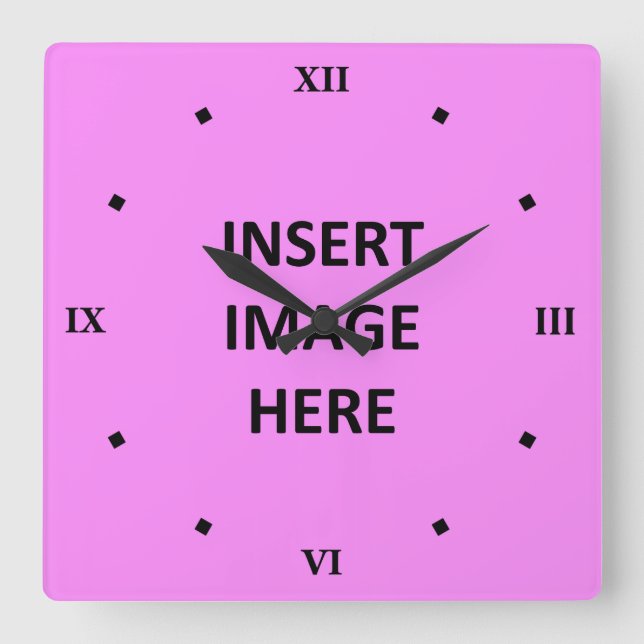 Custom Clock Template Black Roman Numerals Quadratische Wanduhr (Vorderseite)
