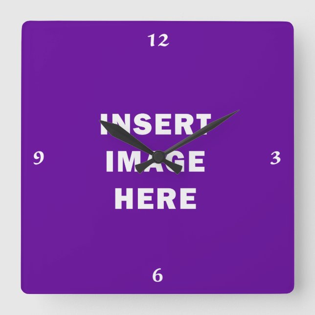 Custom Clock Template White Calligraphy Numbers Quadratische Wanduhr (Vorderseite)