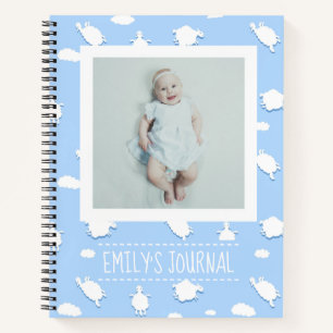 Custom Clouds und Sheep Baby Foto Journal Notizbuch